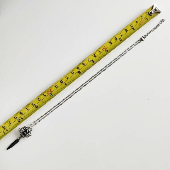 Gothic black jasper long chainmaille necklace with a small silver chain - Picture 6 of 8